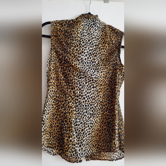 Dolce and gabbana cotton voile sleeveless leopard print blouse with tie neck - Picture 2 of 4